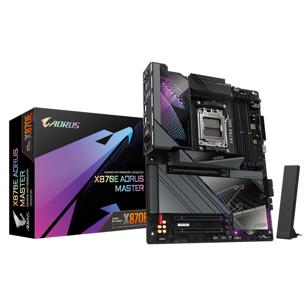  X870E ATX Motherboard: AM5 Socket For AMD Ryzen 7000/8000/9000 Series Processors<BR>4x DDR5, 4x SATA 6Gb/s, PCIe 5.0, 3x M.2 Gen5* + 1x M.2 Gen4, USB 4.0, 1x 5GbE LAN, Wi-Fi 7 + Bluetooth 5.3, Realtek ALC1220 7.1 Audio, USB4/HDMI  